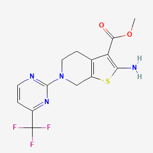 molecular formula C14H13F3N4O2S B1430356 Methyl 2-amino-6-[4-(trifluoromethyl)pyrimidin-2-yl]-4,5,6,7-tetrahydrothieno[2,3-c]pyridine-3-carboxylate CAS No. 1427460-39-6