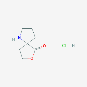 molecular formula C7H12ClNO2 B1430361 7-Oxa-1-azaspiro[4.4]nonan-6-one hydrochloride CAS No. 1797796-23-6