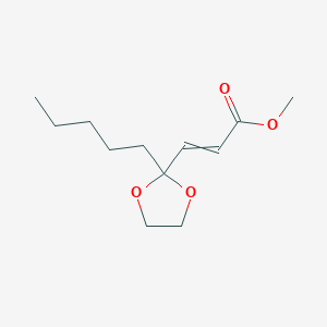 molecular formula C12H20O4 B14303671 Methyl 3-(2-pentyl-1,3-dioxolan-2-yl)prop-2-enoate CAS No. 112329-11-0