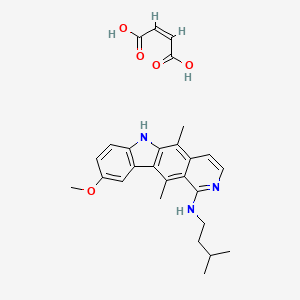 molecular formula C27H31N3O5 B14303690 5,11-Dimethyl-9-methoxy-N-(3-methylbutyl)-6H-pyrido(4,3-b)carbazol-1-amine maleate CAS No. 115464-68-1