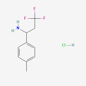 molecular formula C10H13ClF3N B1430371 3,3,3-Trifluoro-1-(4-methylphenyl)propan-1-amine hydrochloride CAS No. 1803598-59-5