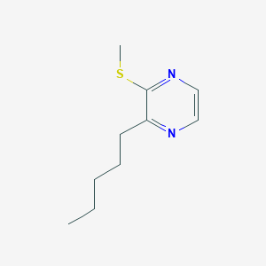 molecular formula C10H16N2S B14304287 Pyrazine, 3-methylthio-2-pentyl CAS No. 113685-87-3