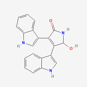 molecular formula C20H15N3O2 B14304290 2H-Pyrrol-2-one, 1,5-dihydro-5-hydroxy-3,4-di-1H-indol-3-yl- CAS No. 125313-53-3