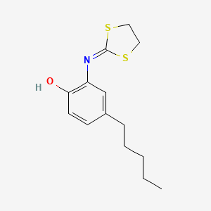 molecular formula C14H19NOS2 B14304471 2-[(1,3-Dithiolan-2-ylidene)amino]-4-pentylphenol CAS No. 114073-12-0
