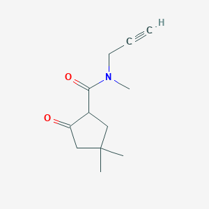 molecular formula C12H17NO2 B14304498 Cyclopentanecarboxamide, N,4,4-trimethyl-2-oxo-N-2-propynyl- CAS No. 114486-57-6