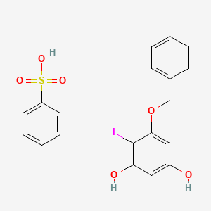 molecular formula C19H17IO6S B14304570 Benzenesulfonic acid;4-iodo-5-phenylmethoxybenzene-1,3-diol CAS No. 120349-83-9