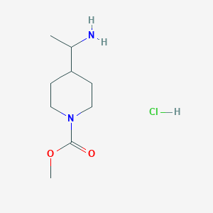 molecular formula C9H19ClN2O2 B1430466 Methyl 4-(1-aminoethyl)piperidine-1-carboxylate hydrochloride CAS No. 1803610-51-6
