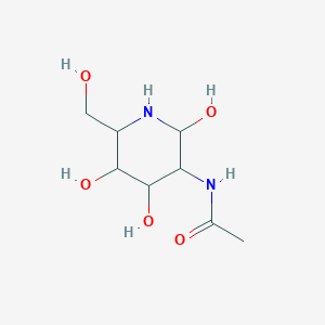 molecular formula C8H16N2O5 B14304698 N-[2,4,5-Trihydroxy-6-(hydroxymethyl)piperidin-3-yl]acetamide CAS No. 125289-31-8