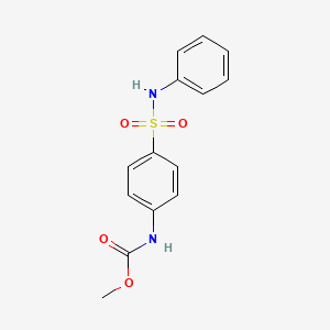 molecular formula C14H14N2O4S B14304849 Carbamic acid, [4-[(phenylamino)sulfonyl]phenyl]-, methyl ester CAS No. 113739-13-2