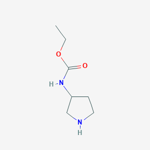 molecular formula C7H14N2O2 B14304927 Carbamic acid, 3-pyrrolidinyl-, ethyl ester CAS No. 117258-69-2