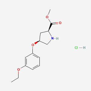 molecular formula C14H20ClNO4 B1430495 Methyl (2S,4S)-4-(3-ethoxyphenoxy)-2-pyrrolidinecarboxylate hydrochloride CAS No. 1820575-62-9