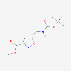 molecular formula C11H18N2O5 B1430505 Methyl 5-({[(tert-butoxy)carbonyl]amino}methyl)-4,5-dihydro-1,2-oxazole-3-carboxylate CAS No. 1797234-37-7