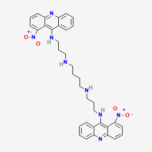 molecular formula C36H38N8O4 B14305066 N,N'-Bis(3-((1-nitro-9-acridinyl)amino)propyl)-1,4-butanediamine CAS No. 123219-87-4