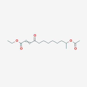 molecular formula C16H26O5 B14305118 Ethyl 11-(acetyloxy)-4-oxododec-2-enoate CAS No. 120016-72-0