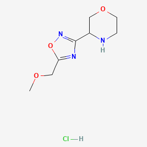 molecular formula C8H14ClN3O3 B1430543 3-[5-(Methoxymethyl)-1,2,4-oxadiazol-3-yl]morpholine hydrochloride CAS No. 1461715-10-5