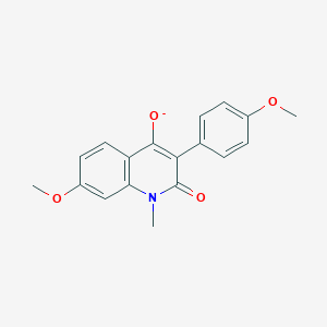 molecular formula C18H16NO4- B14305526 7-Methoxy-3-(4-methoxyphenyl)-1-methyl-4-oxo-1,4-dihydroquinolin-2-olate CAS No. 125879-00-7