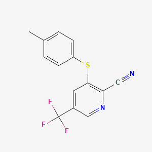 molecular formula C14H9F3N2S B1430555 2-Cyano-3-(4-methylphenylsulfanyl)-5-(trifluoromethyl)pyridine CAS No. 1449117-73-0