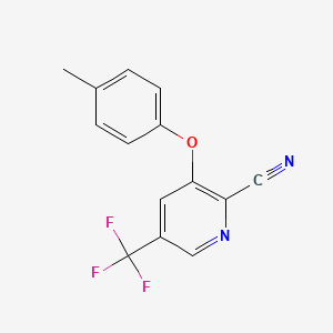 molecular formula C14H9F3N2O B1430556 3-(4-Methylphenoxy)-5-(trifluoromethyl)pyridine-2-carbonitrile CAS No. 1449117-34-3
