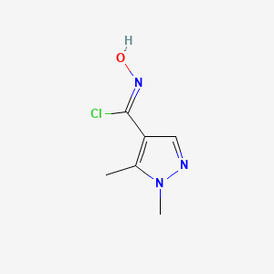 molecular formula C6H8ClN3O B1430571 N-hydroxy-1,5-dimethyl-1H-pyrazole-4-carbonimidoyl chloride CAS No. 1704251-79-5