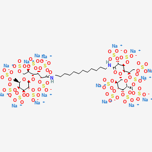molecular formula C36H52N2Na16O70S16 B14305750 hexadecasodium;[(2S,3R,4S,5S,6R)-2-[(2R,3R,4S,5R)-6-oxo-1,2,4,5-tetrasulfonatooxy-6-[12-[[(2R,3S,4R,5R)-2,3,5,6-tetrasulfonatooxy-4-[(2S,3R,4S,5S,6R)-3,4,5-trisulfonatooxy-6-(sulfonatooxymethyl)oxan-2-yl]oxyhexanoyl]amino]dodecylamino]hexan-3-yl]oxy-3,5-disulfonatooxy-6-(sulfonatooxymethyl)oxan-4-yl] sulfate CAS No. 123072-48-0