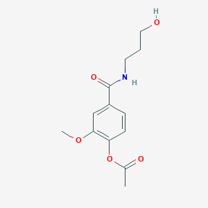 molecular formula C13H17NO5 B14305946 4-[(3-Hydroxypropyl)carbamoyl]-2-methoxyphenyl acetate CAS No. 112363-13-0