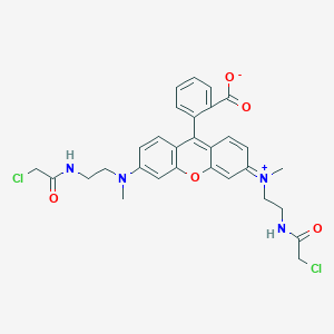 molecular formula C30H30Cl2N4O5 B014306 2-[3-[2-[(2-Chloroacetyl)amino]ethyl-methylamino]-6-[2-[(2-chloroacetyl)amino]ethyl-methylazaniumylidene]xanthen-9-yl]benzoate CAS No. 203580-79-4