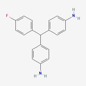 molecular formula C19H17FN2 B14306343 Benzenamine, 4,4'-[(4-fluorophenyl)methylene]bis- CAS No. 111153-62-9