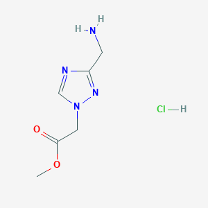 molecular formula C6H11ClN4O2 B1430645 methyl 2-[3-(aminomethyl)-1H-1,2,4-triazol-1-yl]acetate hydrochloride CAS No. 1461709-02-3