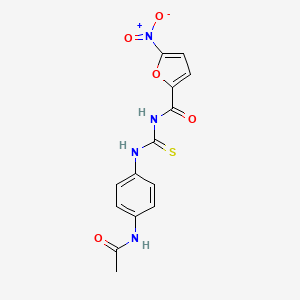 molecular formula C14H12N4O5S B14306454 N-((4-Acetamidophenyl)thiocarbamoyl)-5-nitrofuran-2-carboxamide CAS No. 117457-85-9