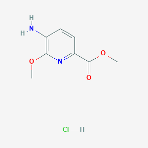 molecular formula C8H11ClN2O3 B1430653 Methyl 5-amino-6-methoxypyridine-2-carboxylate hydrochloride CAS No. 1803581-44-3