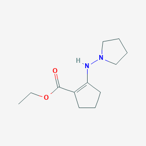 molecular formula C12H20N2O2 B14306573 Ethyl 2-[(pyrrolidin-1-yl)amino]cyclopent-1-ene-1-carboxylate CAS No. 113310-92-2