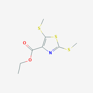 molecular formula C8H11NO2S3 B14306716 Ethyl 2,5-bis(methylsulfanyl)-1,3-thiazole-4-carboxylate CAS No. 113270-48-7