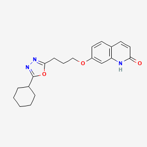 molecular formula C20H23N3O3 B14306859 7-[3-(5-Cyclohexyl-1,3,4-oxadiazol-2-yl)propoxy]quinolin-2(1H)-one CAS No. 113855-61-1