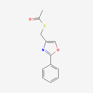 molecular formula C12H11NO2S B1430688 1-{[(2-Phenyl-1,3-oxazol-4-yl)methyl]sulfanyl}ethan-1-one CAS No. 126271-50-9