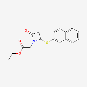 molecular formula C17H17NO3S B14307086 Ethyl 2-(2-naphthalen-2-ylsulfanyl-4-oxoazetidin-1-yl)acetate CAS No. 119005-30-0
