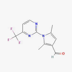 molecular formula C12H10F3N3O B1430725 2,5-dimethyl-1-[4-(trifluoromethyl)pyrimidin-2-yl]-1H-pyrrole-3-carbaldehyde CAS No. 1803580-85-9