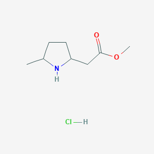 molecular formula C8H16ClNO2 B1430747 Methyl 2-(5-methylpyrrolidin-2-yl)acetate hydrochloride CAS No. 1803610-46-9