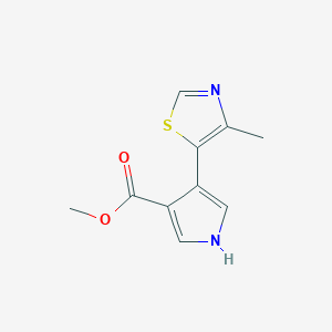 molecular formula C10H10N2O2S B1430750 methyl 4-(4-methyl-1,3-thiazol-5-yl)-1H-pyrrole-3-carboxylate CAS No. 1803582-35-5