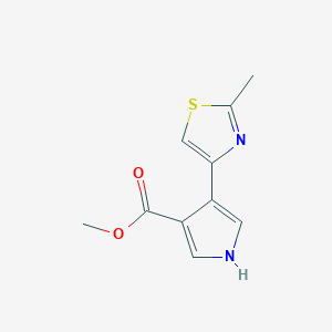 molecular formula C10H10N2O2S B1430759 methyl 4-(2-methyl-1,3-thiazol-4-yl)-1H-pyrrole-3-carboxylate CAS No. 1803606-60-1