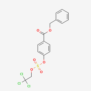 molecular formula C16H13Cl3O6S B1430762 Benzoic acid, 4-[[(2,2,2-trichloroethoxy)sulfonyl]oxy]-, phenylmethyl ester CAS No. 653605-32-4