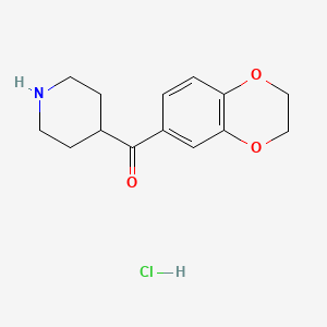 molecular formula C14H18ClNO3 B1430832 4-(2,3-Dihydro-1,4-benzodioxine-6-carbonyl)piperidine hydrochloride CAS No. 1461707-61-8