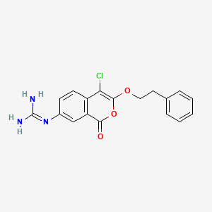 molecular formula C18H16ClN3O3 B14308359 N''-[4-Chloro-1-oxo-3-(2-phenylethoxy)-1H-2-benzopyran-7-yl]guanidine CAS No. 112901-86-7