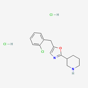molecular formula C15H19Cl3N2O B1430844 3-[5-(2-Chlorobenzyl)-1,3-oxazol-2-yl]piperidine dihydrochloride CAS No. 1982950-46-8