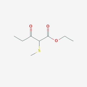 molecular formula C8H14O3S B14308561 Pentanoic acid, 2-(methylthio)-3-oxo-, ethyl ester CAS No. 113335-02-7
