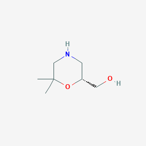 molecular formula C7H15NO2 B1430860 (R)-(6,6-Dimethylmorpholin-2-yl)methanol CAS No. 1416499-85-8