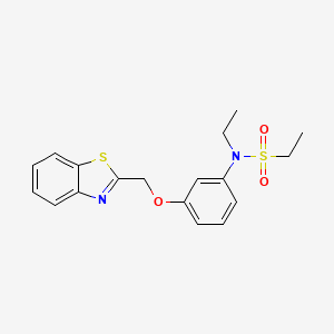 molecular formula C18H20N2O3S2 B14308627 N-{3-[(1,3-Benzothiazol-2-yl)methoxy]phenyl}-N-ethylethanesulfonamide CAS No. 111974-53-9