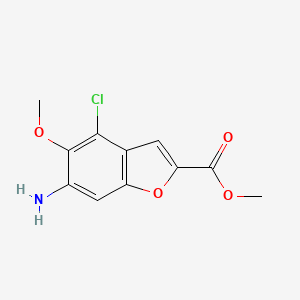 molecular formula C11H10ClNO4 B1430865 Methyl 6-amino-4-chloro-5-methoxybenzofuran-2-carboxylate CAS No. 1820619-58-6