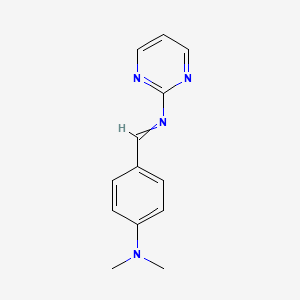 molecular formula C13H14N4 B14308702 N,N-Dimethyl-4-{[(pyrimidin-2-yl)imino]methyl}aniline CAS No. 110008-78-1