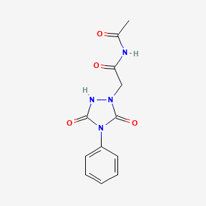 molecular formula C12H12N4O4 B14308772 N-Acetyl-2-(3,5-dioxo-4-phenyl-1,2,4-triazolidin-1-yl)acetamide CAS No. 113520-72-2