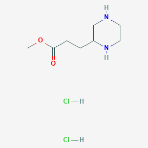 molecular formula C8H18Cl2N2O2 B1430883 3-Piperazin-2-yl-propionic acid methyl ester dihydrochloride CAS No. 1260644-15-2